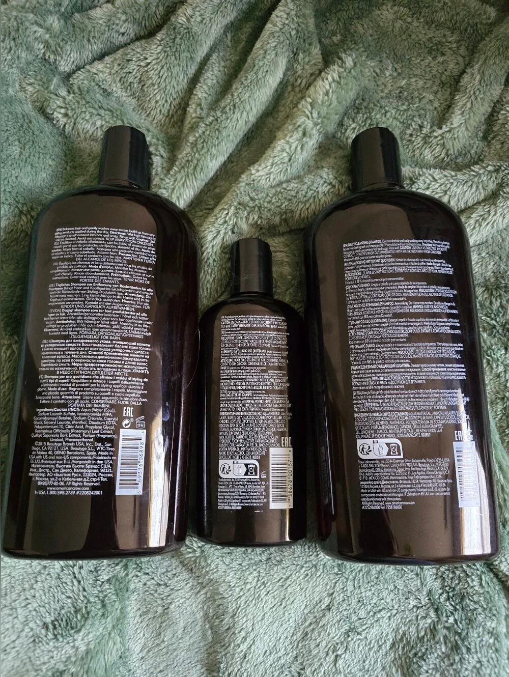 THREE AMERICAN CREW DAILY DEEP MOISTURIZING SHAMPOO FOR MEN 33.8FL OZ EACH